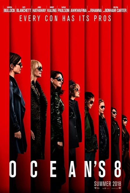 Sandra Bullock, Helena Bonham Carter, Cate Blanchett, Anne Hathaway, Sarah Paulson, Mindy Kaling, Rihanna, and Awkwafina in Ocean's Eight (2018)d